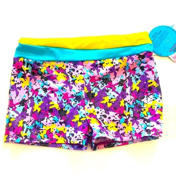 Jacques Moret Girls' Handspring Stars Gymnastics Micro Short Size  L 12/14 - Picture 1 of 8